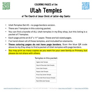LDS SET #3 Utah Temples, 7 Coloring Pages, No Borders, Full-page Hand ...