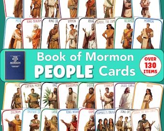 LDS Book of Mormon People Cards, 3 sizes, digital download, printable, Primary Days, YM/YW, Seminary, activities, FhE, colorful designs, pdf