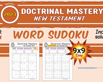 9X9 WORD SUDOKU easy 2023 Doctrinal Mastery New Testament Puzzles Printable Learn Scripture Passages Key Phrases Fun LDS Seminary Activity