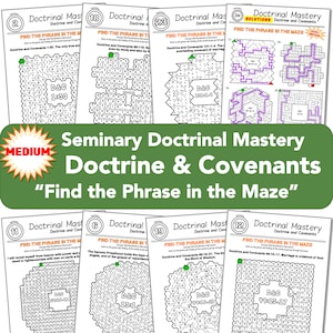 LDS D&C MEDIUM Mazes, Doctrine and Covenants Doctrinal Mastery, Full Page Printable, Learn Scripture Passages Key Phrases, Seminary Activity