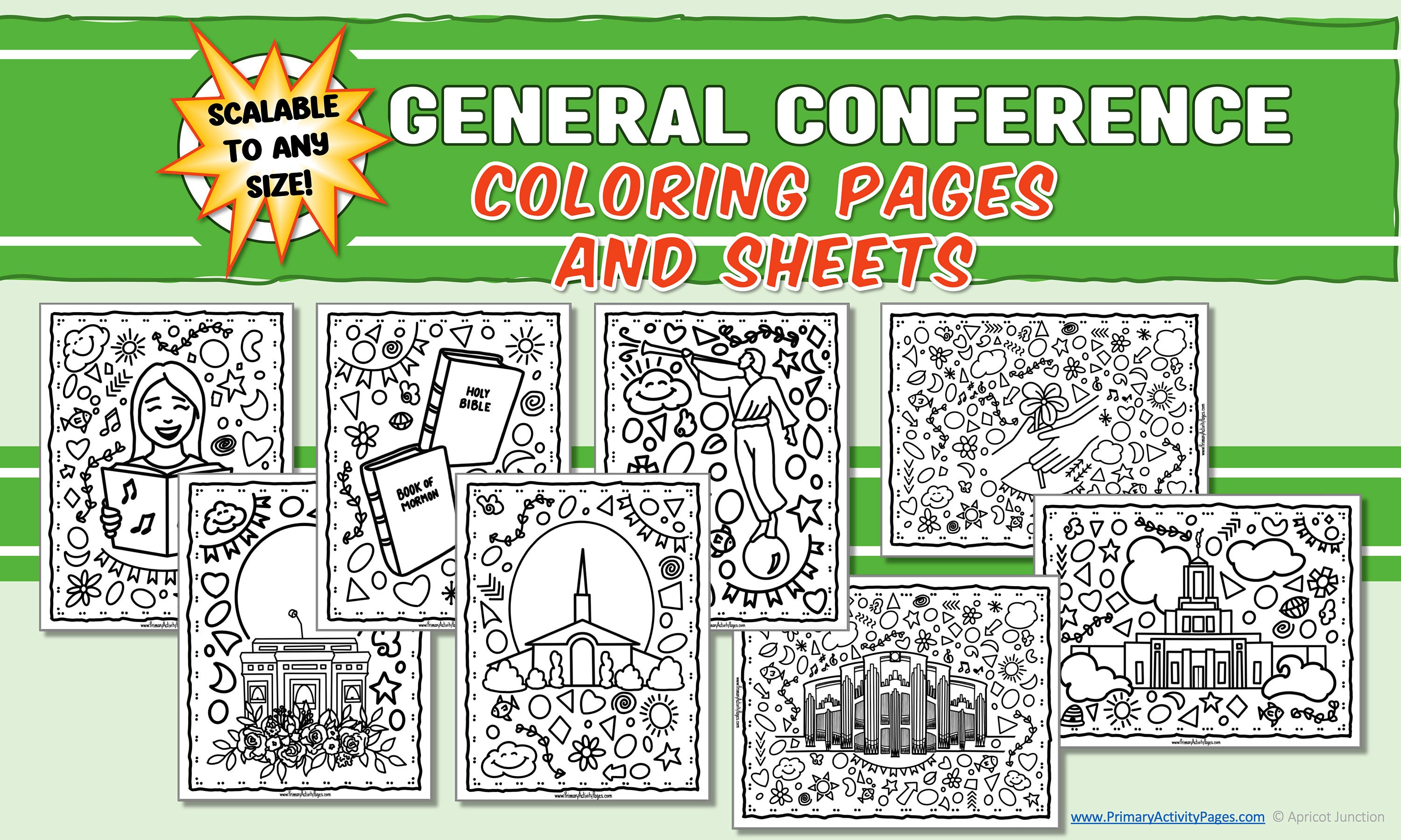 LDS GENERAL CONFERENCE Coloring Pages Digital Download Handdrawn
