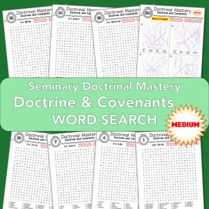 24 Medium WORD SEARCH, D&C Doctrine and Covenants Doctrinal Mastery, learn Scripture Passages Key Phrases, LDS Seminary Activity, printable
