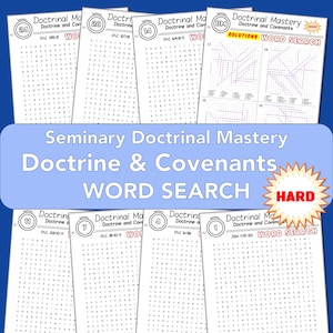 24 Hard WORD SEARCH D&C Doctrine and Covenants Doctrinal Mastery, learn Scripture Passages Key Phrases, Fun LDS Seminary Activity, printable