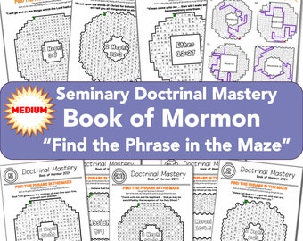 Fun MAZES 24 Full Page 2024 Doctrinal Mastery Book of Mormon Printable Learn Scripture Passages Key Scripture Phrases LDS Seminary Activity