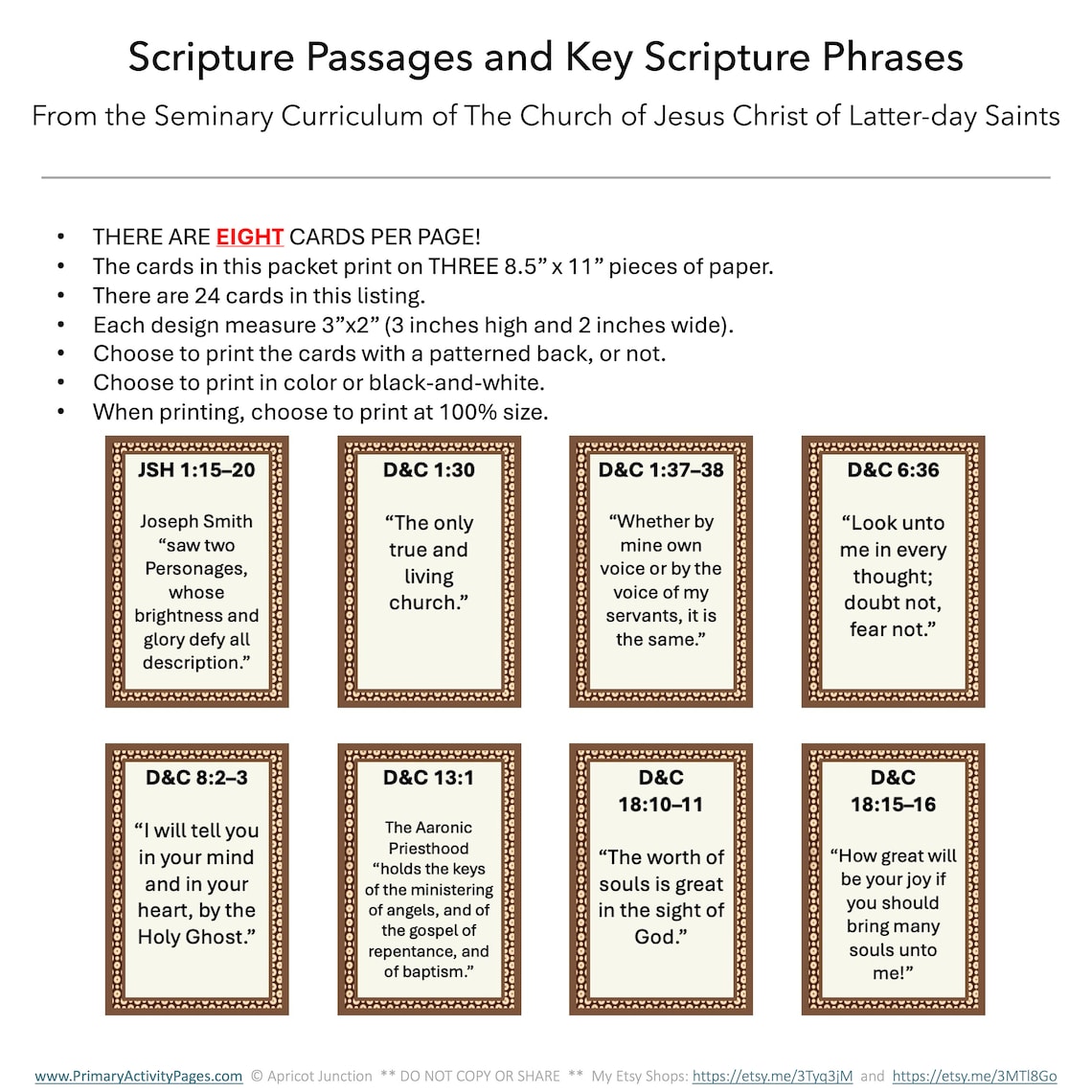 LDS Doctrine and Covenants, Seminary Doctrinal Mastery Scripture ...