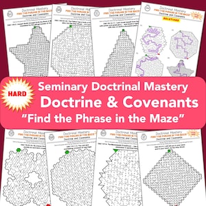 LDS D&C HARD Mazes, Doctrine and Covenants Doctrinal Mastery, 24 Full Page Printable, Learn Scripture Passages Key Phrases Seminary Activity