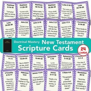 Nuevo Testamento SUD, Dominio de la doctrina del Seminario Pasajes de las Escrituras y frases clave de las Escrituras, tarjetas 3x2, portátiles, memorizar, descarga digital