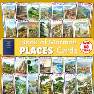 Tarjetas de Lugares del Libro de Mormón SUD, 3 tamaños, descarga digital, imprimible, Días de Primaria, YM/YW, Seminario, actividades, FhE, diseños coloridos, pdf