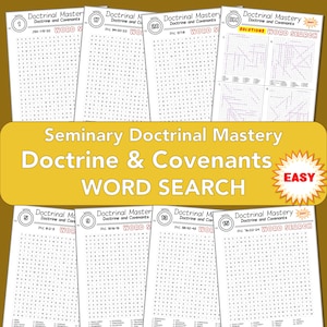 24 Easy WORD SEARCH D&C Doctrine and Covenants Doctrinal Mastery, learn Scripture Passages Key Phrases, Fun LDS Seminary Activity, printable