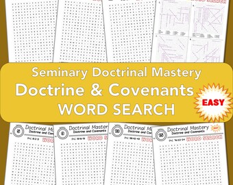 24 Easy WORD SEARCH D&C Doctrine and Covenants Doctrinal Mastery, learn Scripture Passages Key Phrases, Fun LDS Seminary Activity, printable