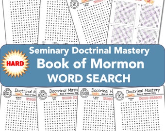 24 HARD Word Search Page 2024 Doctrinal Mastery Book of Mormon Print Learn Scripture Passage Key Scripture Phrases Fun LDS Seminary Activity