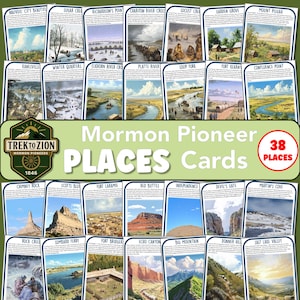 LDS Mormon Pioneer Places cards, 3 sizes, digital printable download, Pioneer Day, Trek, Primary, YM/YW game, Seminary, historical, colorful