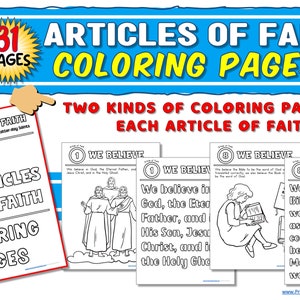 ARTICLES OF FAITH Coloring Pages 31 Full-size Pages Digital Memorize ...