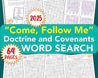 2025 "Come, Follow Me" Doctrine and Covenants EASY Word Searches, 64 fun printable activity, gospel centered, D&C scriptures, lesson content