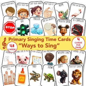 "HLS Spaß ""Wege zum Singen"" Primäre Singzeit 4 Karten pro Seite, printable Aktivität, Musik-Leader Hilfe, digitaler Download, bunte Designs, PDF."