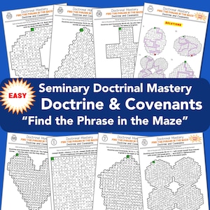 LDS D&C EASY Mazes, Doctrine and Covenants Doctrinal Mastery, 24 Full Page Printable, Learn Scripture Passages Key Phrases Seminary Activity