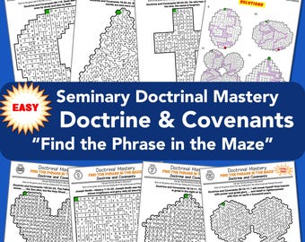 LDS D&C EASY Mazes, Doctrine and Covenants Doctrinal Mastery, 24 Full Page Printable, Learn Scripture Passages Key Phrases Seminary Activity