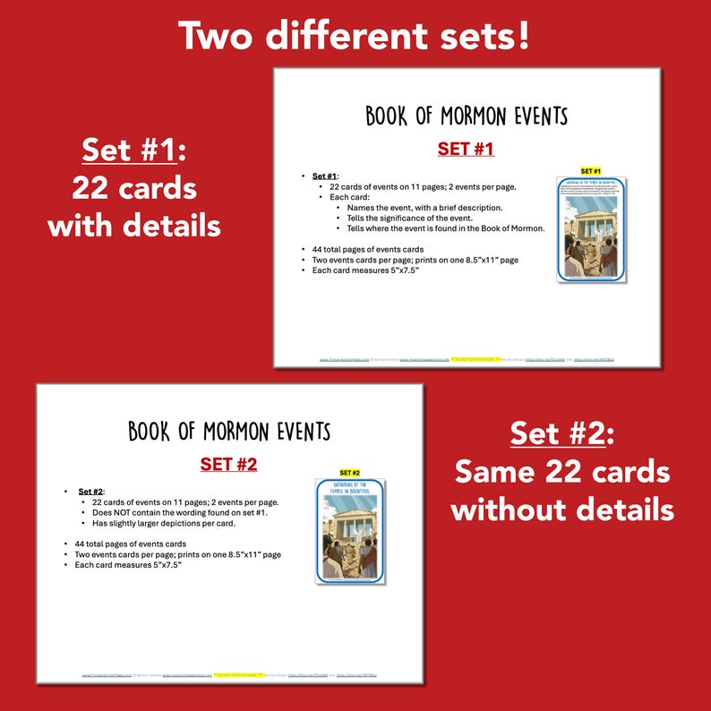 LDS Book of Mormon Events Cards, 3 Sizes, Digital Download, Printable ...