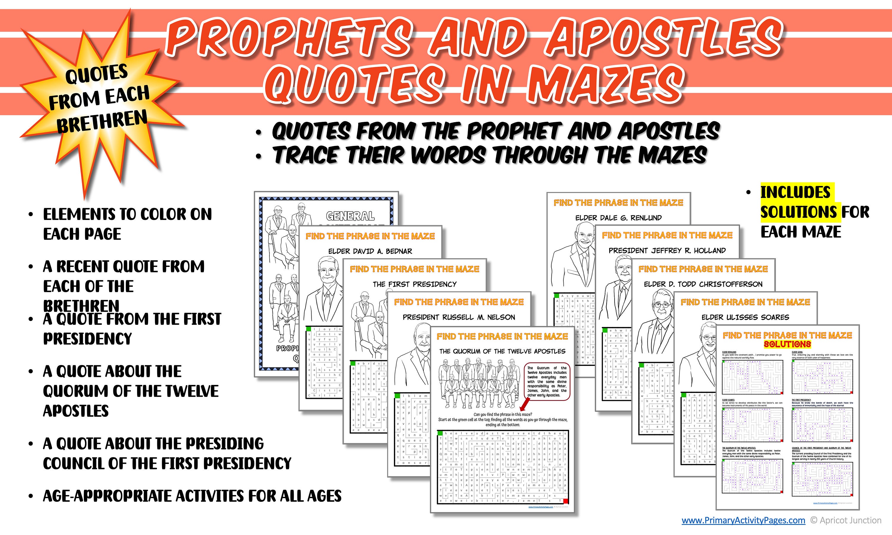 MAZES of QUOTES General Conference Color Pages LDS Prophet Apostles ...