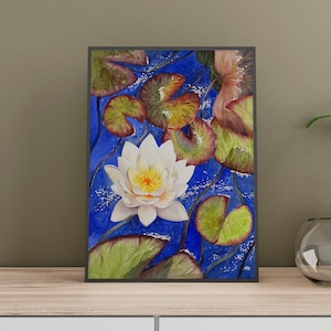 Botanical Print Download Watercolors Digital Wall Art Florals DIY Green Plants Painting Handcrafted Flower Water Lily Lotus Zen Spa Buddha