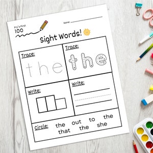 Printable Sight Words Worksheets | Fry's First 100 Words (PDF)