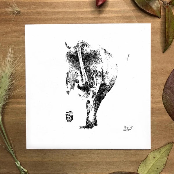 Back end (of a cow), Illustration, Ink - 15cm x 15cm, white paper 280g, Indian ink, Rotring, Abstract, Bovine, Campaign, Art