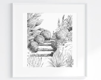 Jardin , Illustration, Encre - 15cm x 15cm, papier blanc 280g, Encre de chine, Garden, Rotring, Art