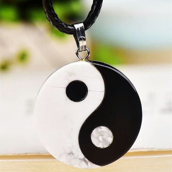 Handmade White and Black Obsidian Yin Yang Jewelry Yin Yang