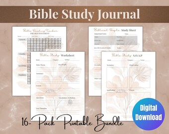 Diario de estudio bíblico imprimible, imprimible cristiano, PDF imprimible, kit de estudio bíblico, hoja de estudio de personajes bíblicos, rastreador de lectura bíblica, SOAP