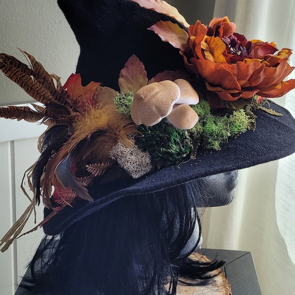 Autumn orange and earthy brown witch hat