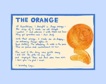 The Orange by Wendy Cope Poem Digital PDF - Instant Download - Poetry Art Print
