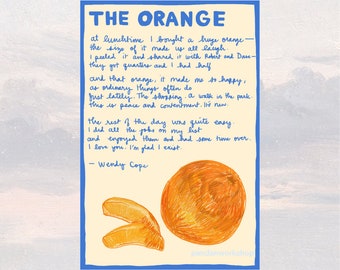 The Orange by Wendy Cope Poem Digital PDF - Instant Download - Poetry Art Print