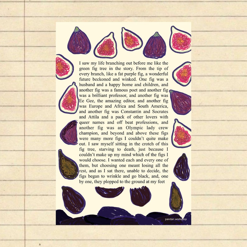Fig Tree Poem Analogy Poster Digital Download PDF the Bell Jar Quote by