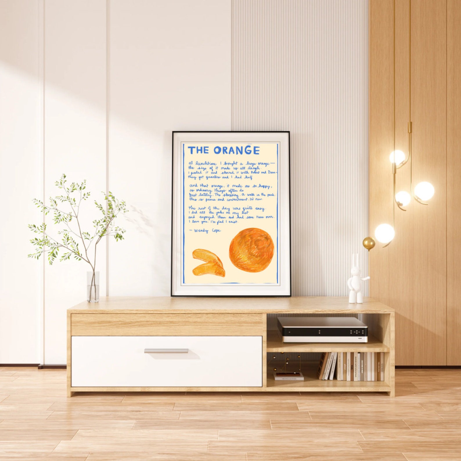 The Orange by Wendy Cope Poem Digital PDF Instant Download Poetry Art