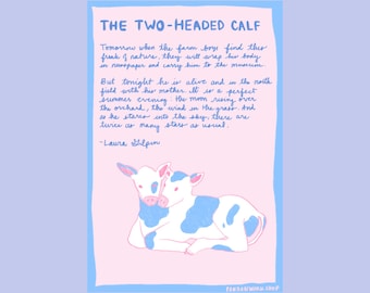 Digital Download PDF Poster - Two-Headed Calf Poem by Laura Gilpin with Artwork