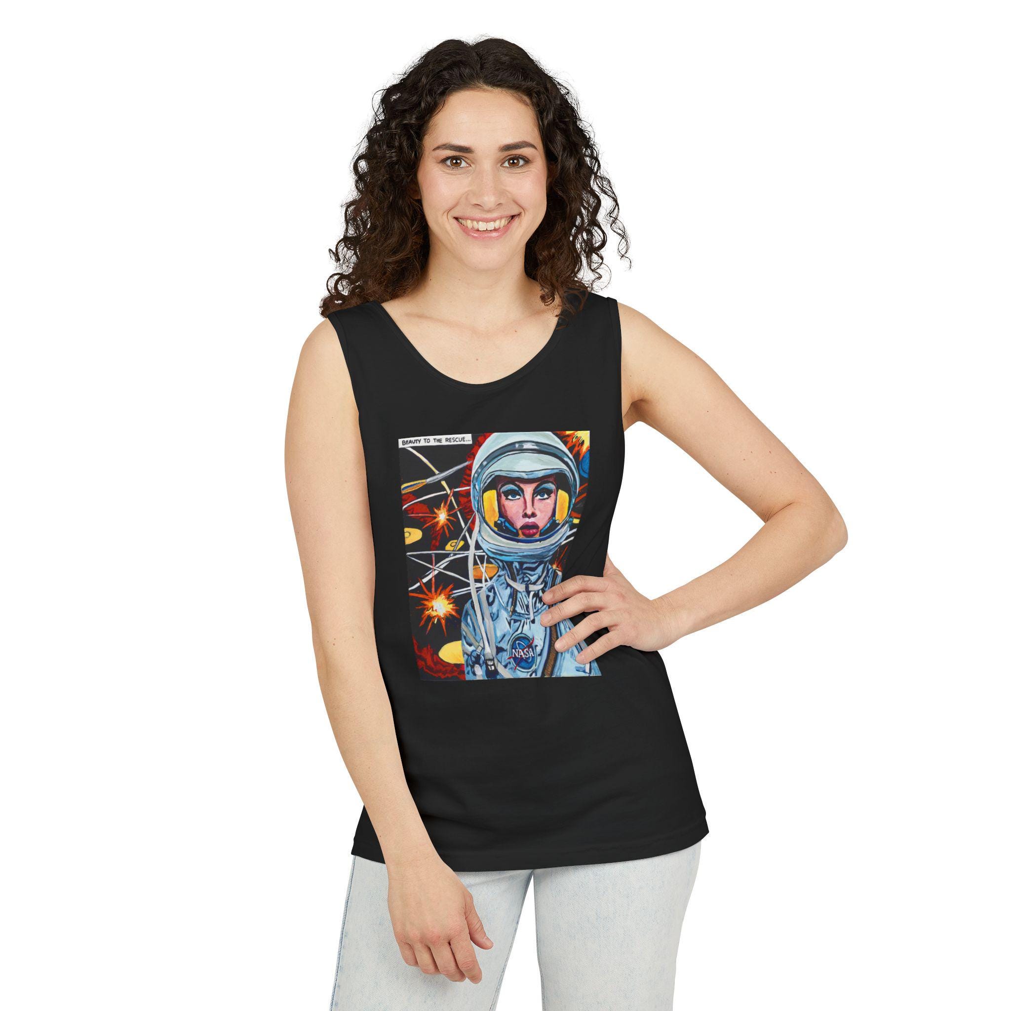 Astronaut TANK TOP Shirt, Astronomy T-Shirt, Astronaut Family Shirt, Astronaut Gift,  Pop-Art Astronaut Unisex Garment-Dyed Tank Top