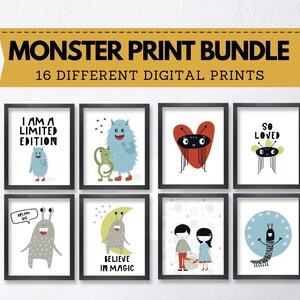 Cute Monster, Monster prints, nursery wall art, Gallery wall babies, kids neutral prints, posters, monster art, baby girl prints, digital