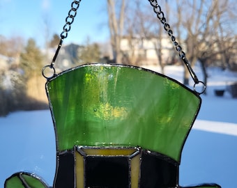 Stained Glass St. Patrick's Day Leprechaun Hat Suncatcher handmade