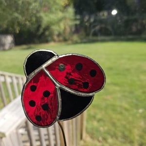 Stained Glass Ladybug Stake, indoor or outdoor, garden decor