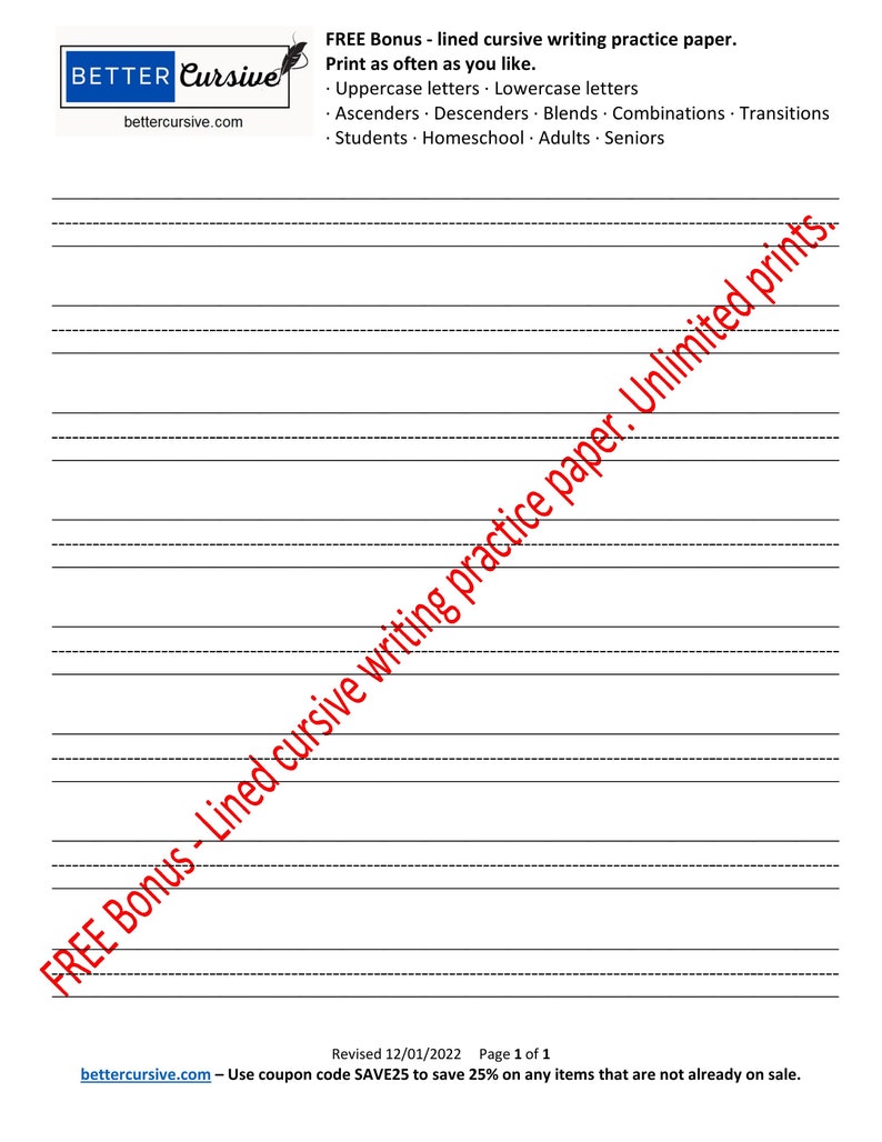 Personalized gift for diamond cursive writing worksheet practice