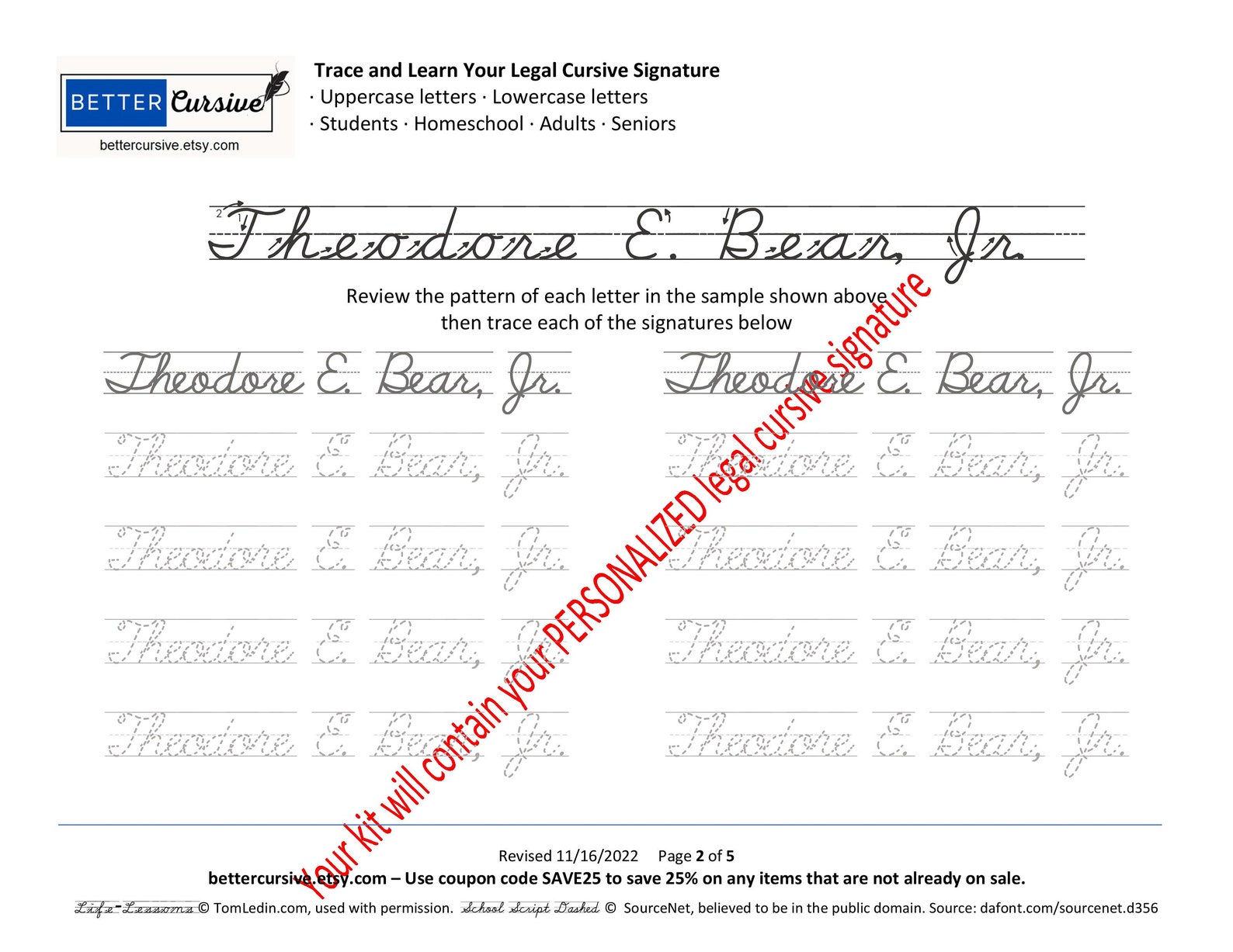 Cursive Signature Practice Sheets. Sign Your Cursive Legal Signature ...