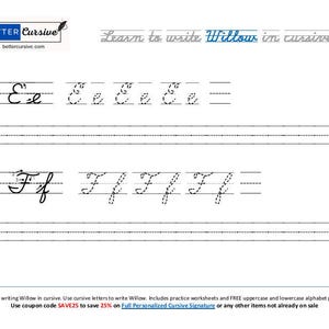 Learn How to Write Willow in Cursive. Practice Writing Willow Using ...