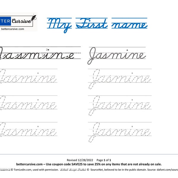 Cursive Writing Etsy