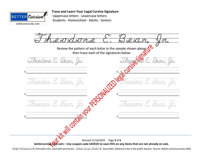 Cursive Signature Practice Sheets. Sign Your Cursive Legal Signature