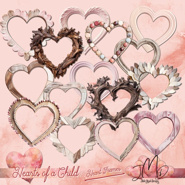 Hearts of a Child Frames, digital elements, Commercial Use, PNG, Junk Journal, Digital Scrapbooking and Art