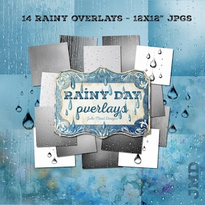 Rainy Day Overlays, Commercial Use, Junk Journal, Decoupage, Digital Scrapbooking and Digital Art