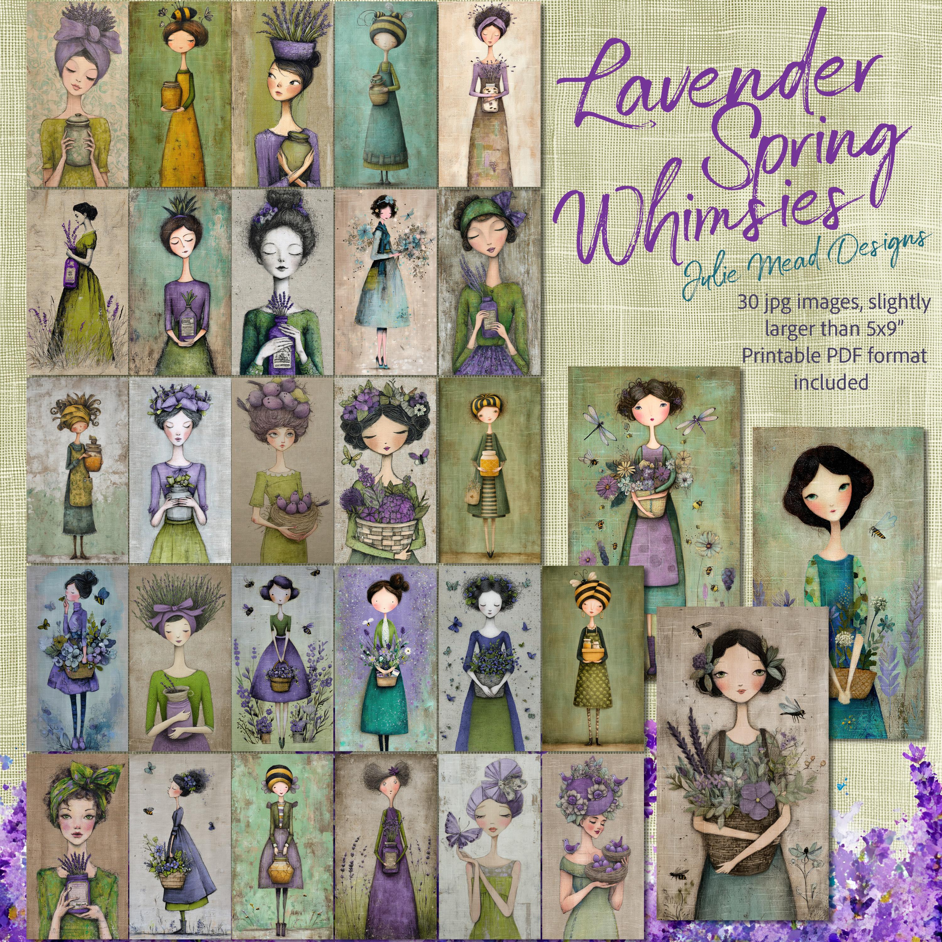 Whimsy Spring Trend Lavender Spring Whimsies Digital Art – 30 Whimsical Girls, JPG Images ...