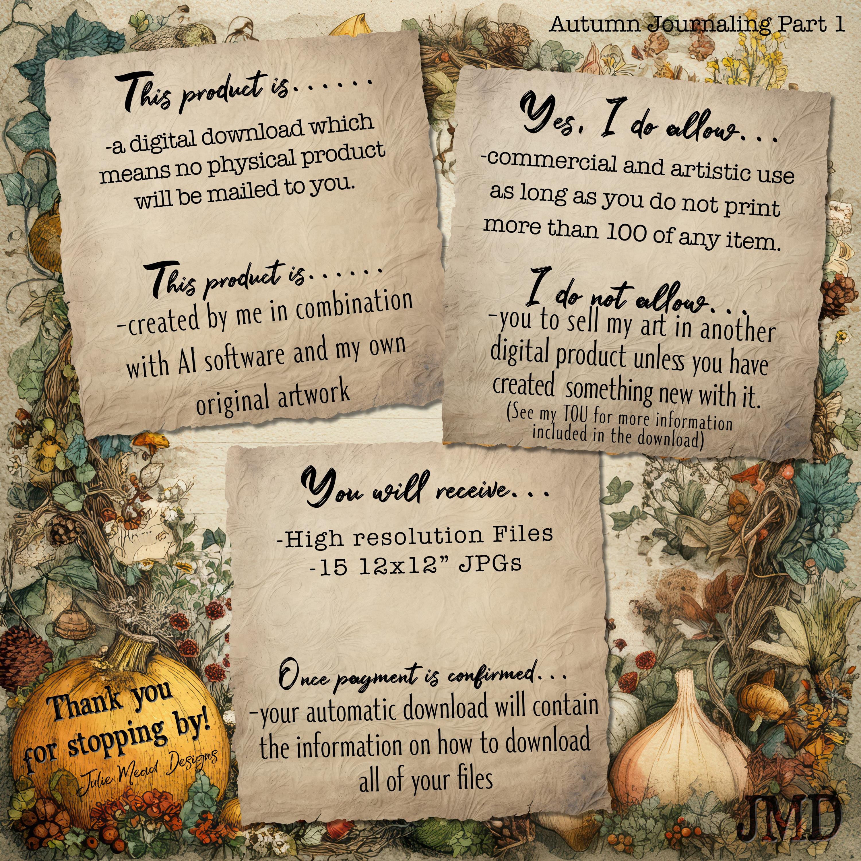 Journaling Collection Autumn Journaling Collection Part 1|15 Fall Digital Papers 12x12 Jpg ...