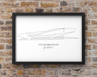 Amsterdam Print Wall Art, Amsterdam Line Art Print, Minimalista, DOWNLOAD DIGITALE, Museo EYE, Amsterdam, Amsterdam Noord