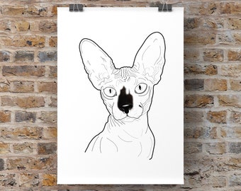 Gepersonaliseerd gift lijntekening, huisdier, kat, schetsen van foto, gepersonaliseerde geschenken, verjaardagscadeau